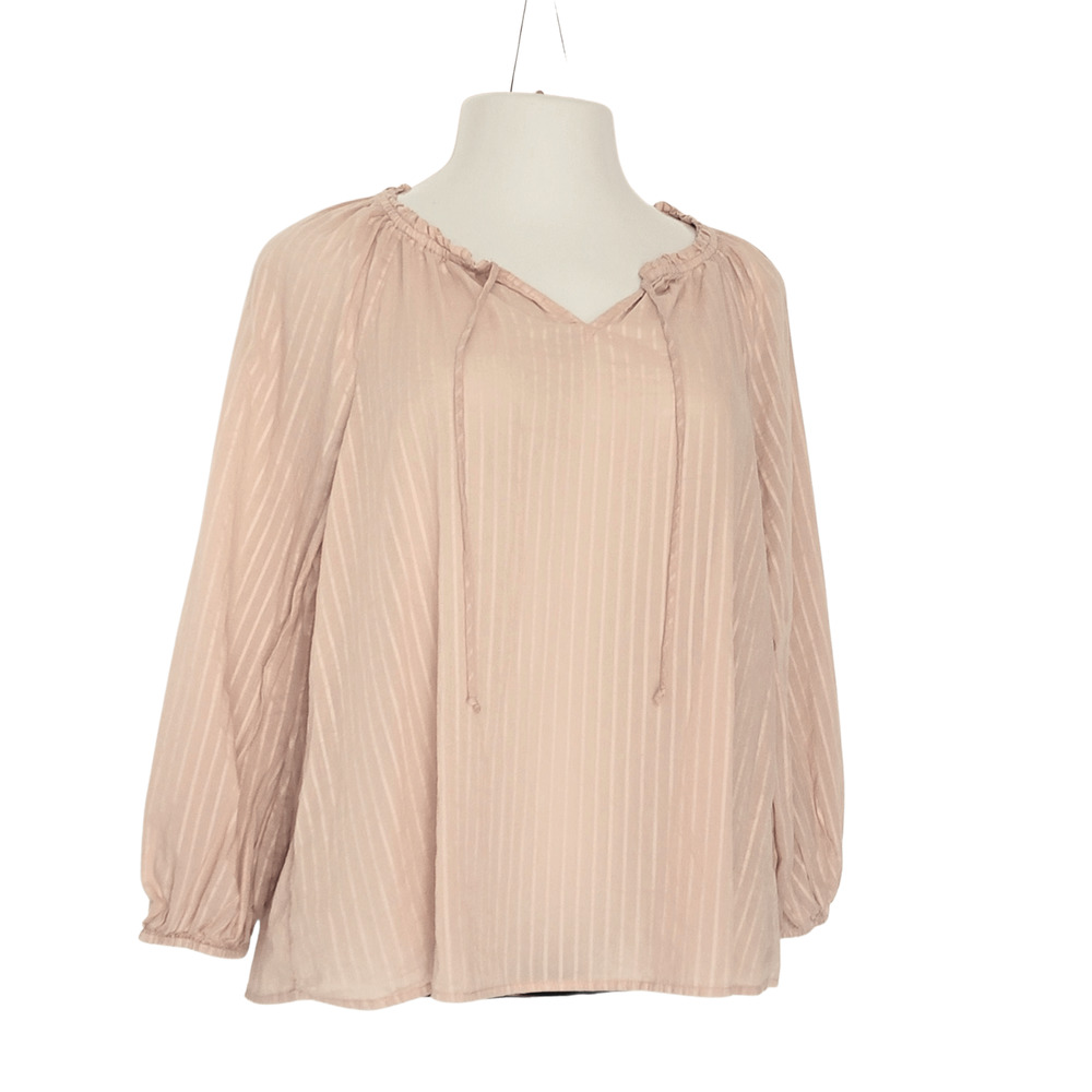 Blush Long Sleeve Boho Blouse Top Sz L